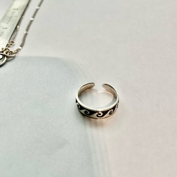 925 Sterling silver Ankle Bracelet with Matching Toe Ring - Picture 7 of 8